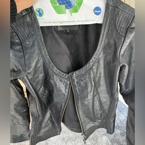Scoop neck leather jacket by Dolce vita